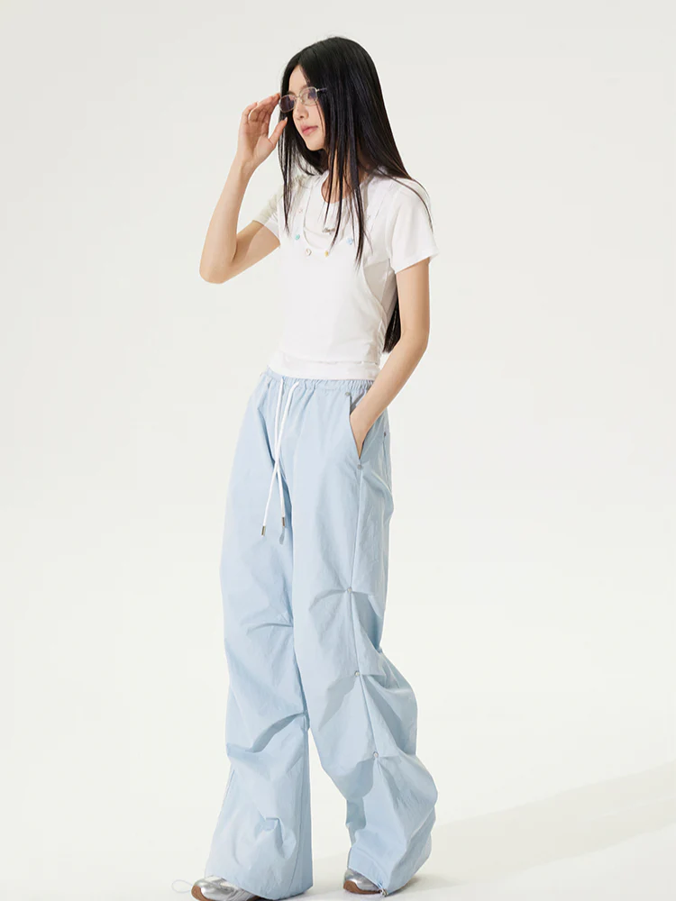 Lace Paneled Pleated Wide-leg Pants