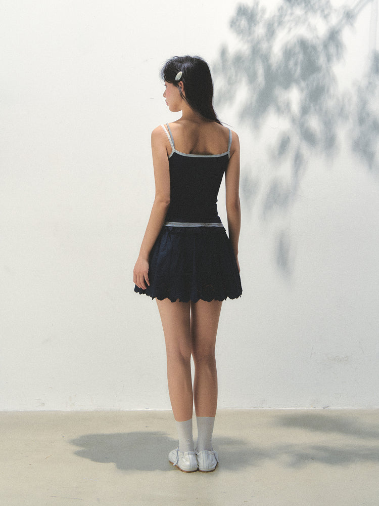 Fake Three-piece Lace Shell Logo Camisole T-shirt