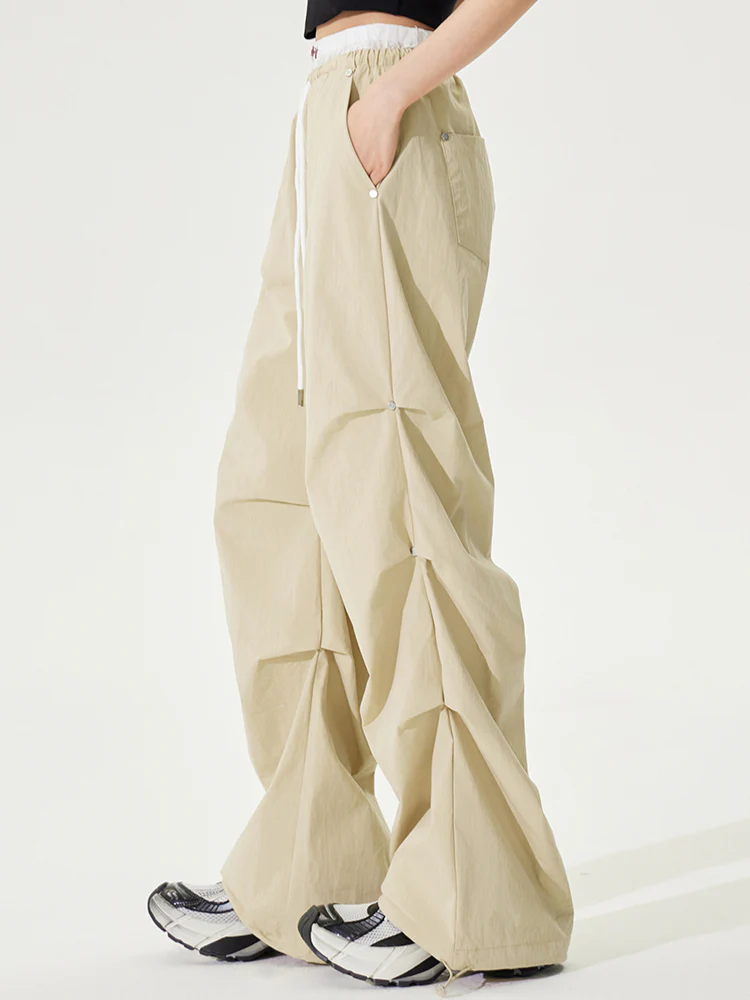 Lace Paneled Pleated Wide-leg Pants