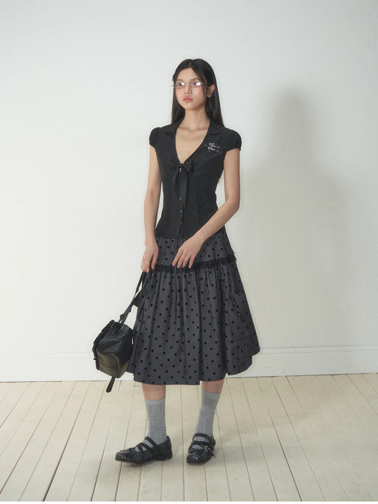 Bow - Accentuated Waist - Slimming Shirt Top