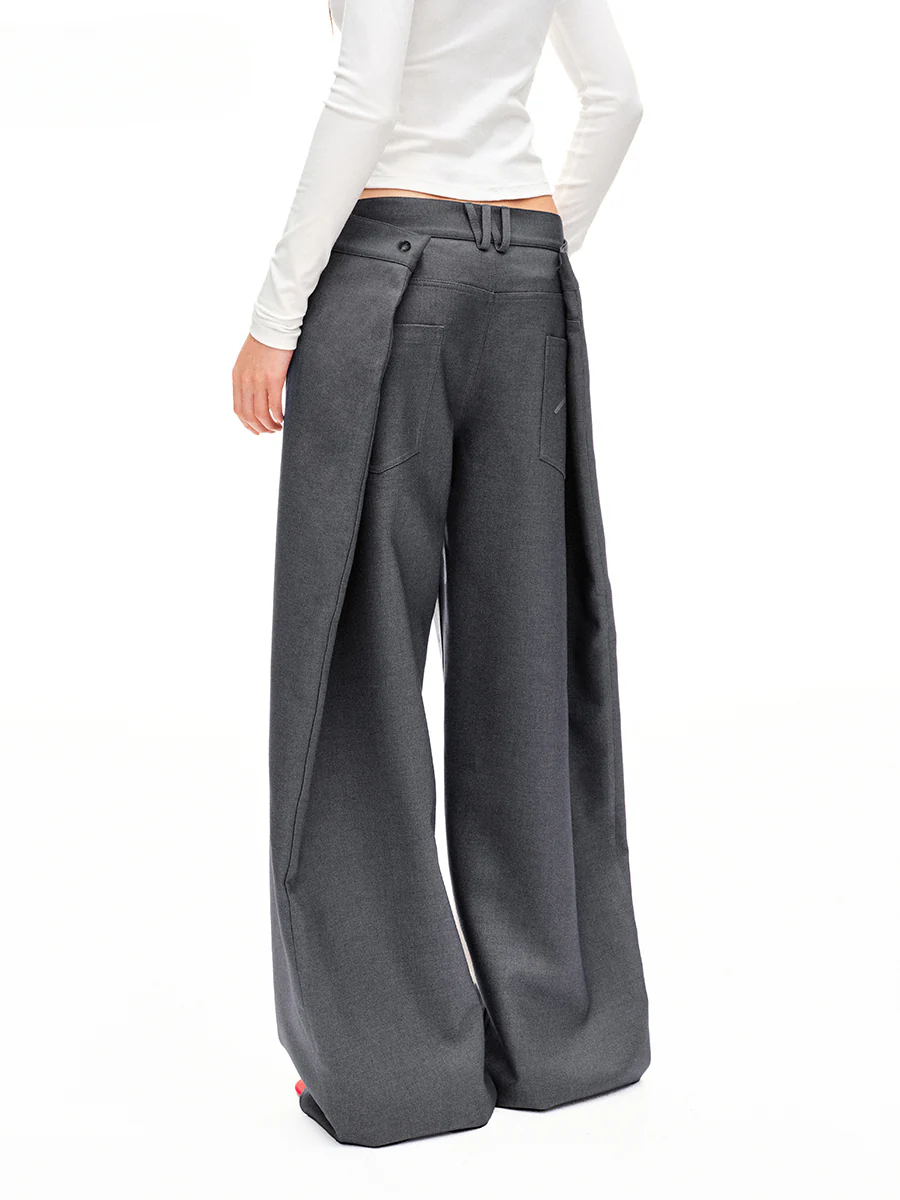 Fold-structured Loose Wide-leg Casual Pants