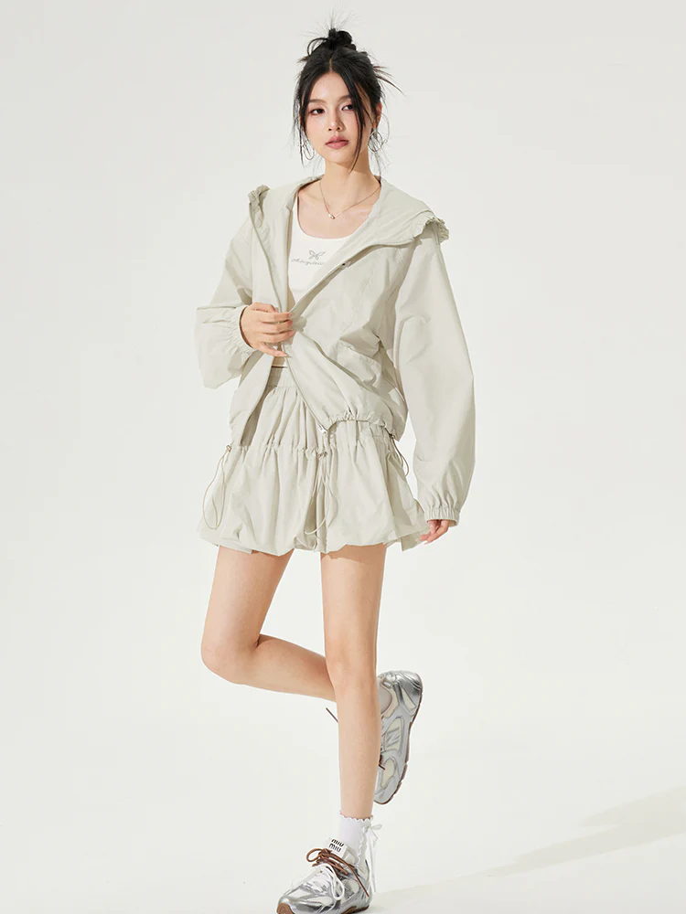 Hooded Lace - Lined Sunscreen Top Set