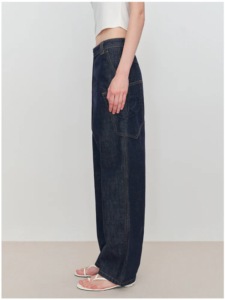Micro Raw Denim Low-Rise Jeans