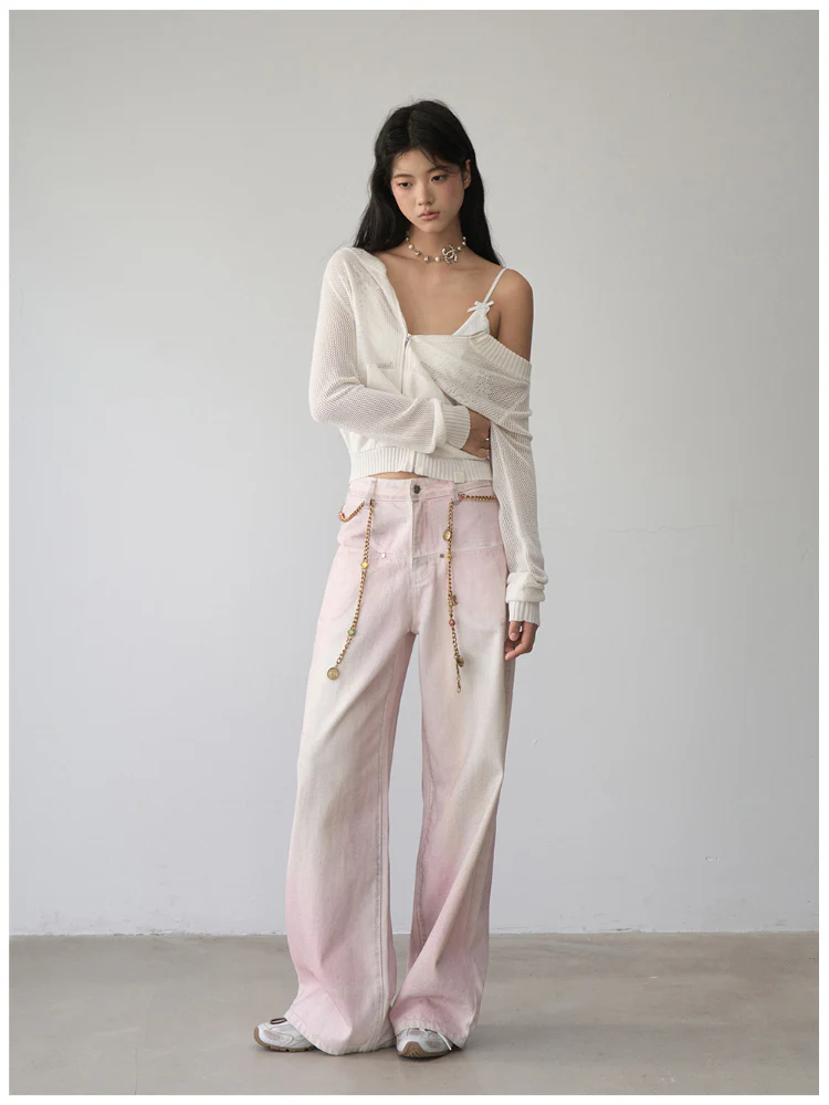 Pink Washed Distressed Jeans