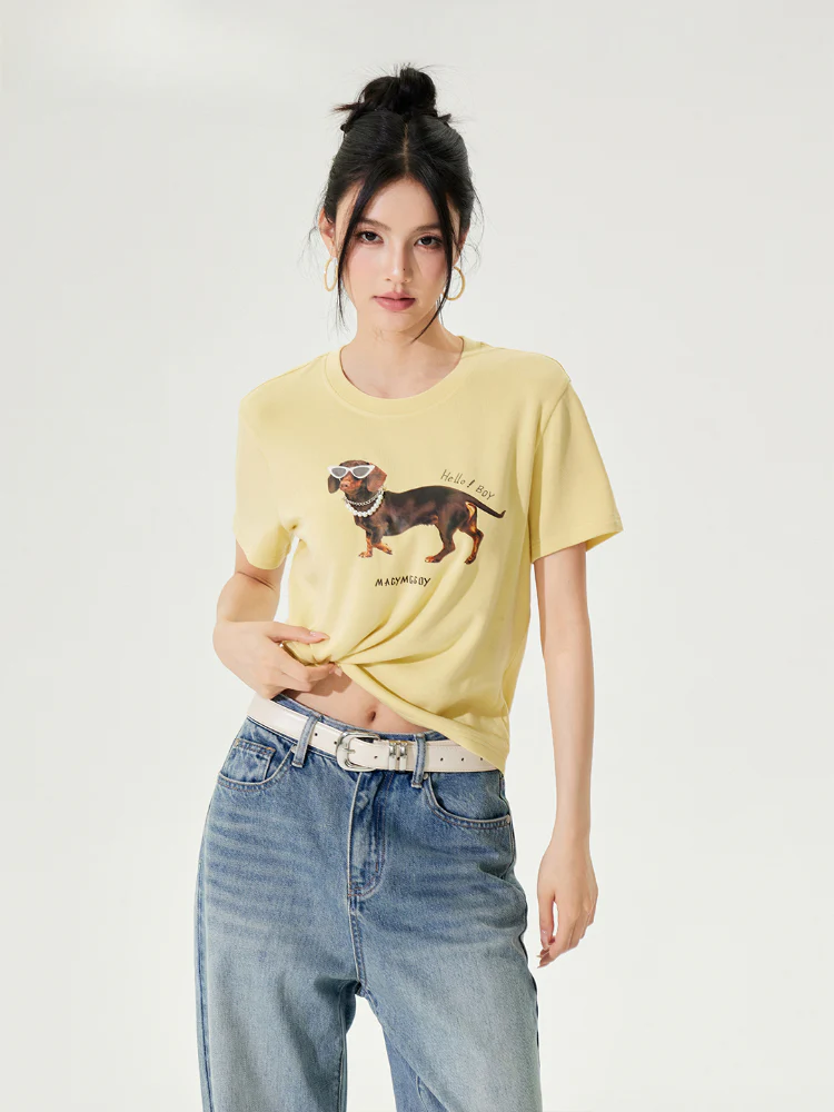 Dachshund Puppy Regular & Slant Shoulder T - shirt