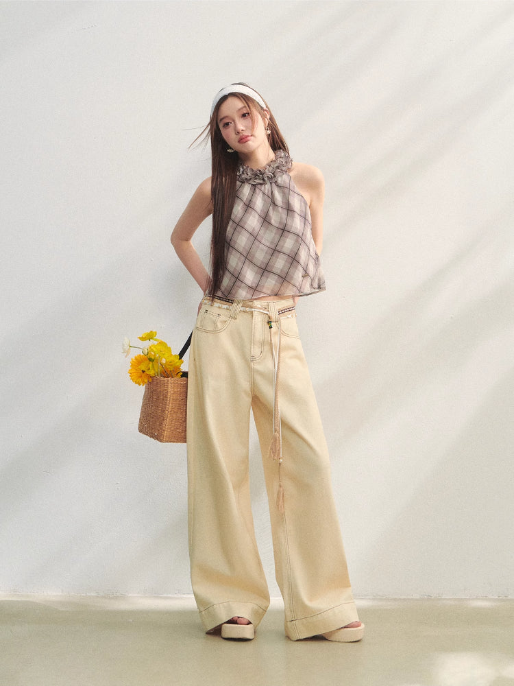 Ruched Ruffle Halter Top