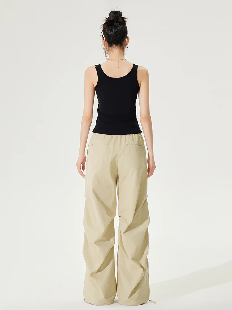 Lace Paneled Pleated Wide-leg Pants