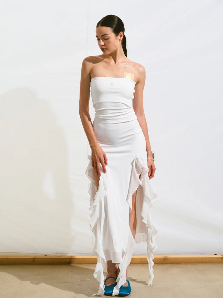 Asymmetrical Ruffle Bandeau Dress