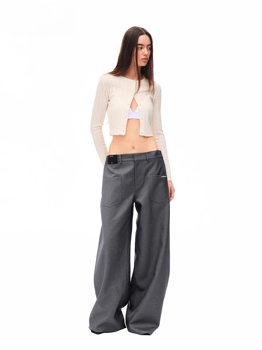 Fold-structured Loose Wide-leg Casual Pants
