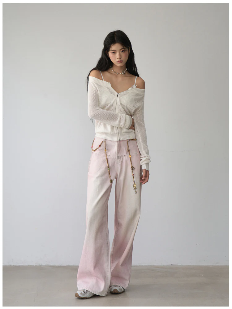 Pink Washed Distressed Jeans