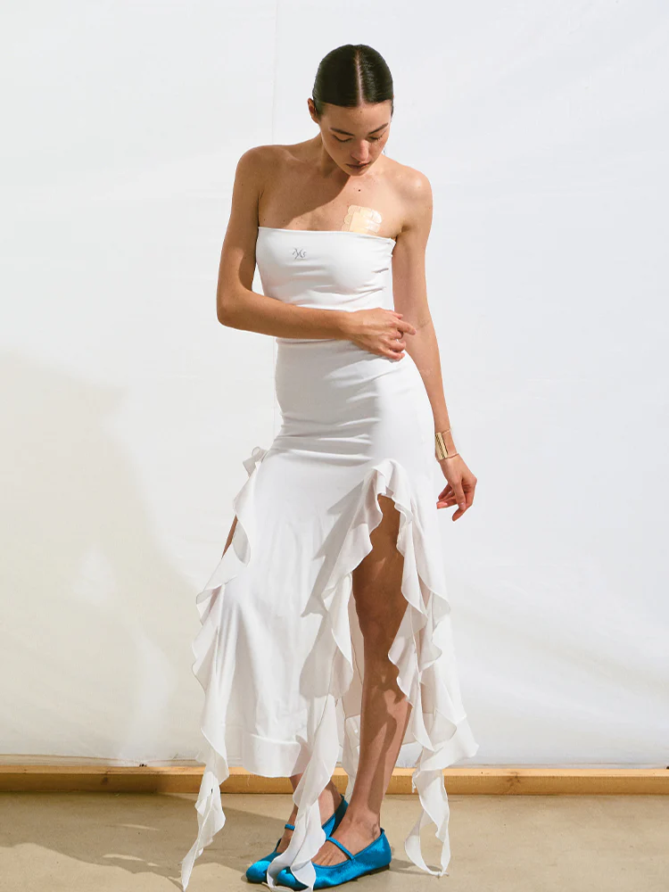 Asymmetrical Ruffle Bandeau Dress