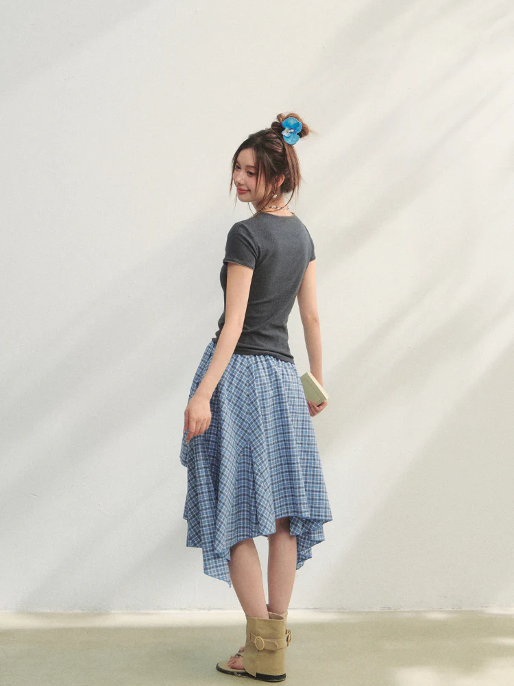 Grey Printed Slim-Fit Knit T-Shirt