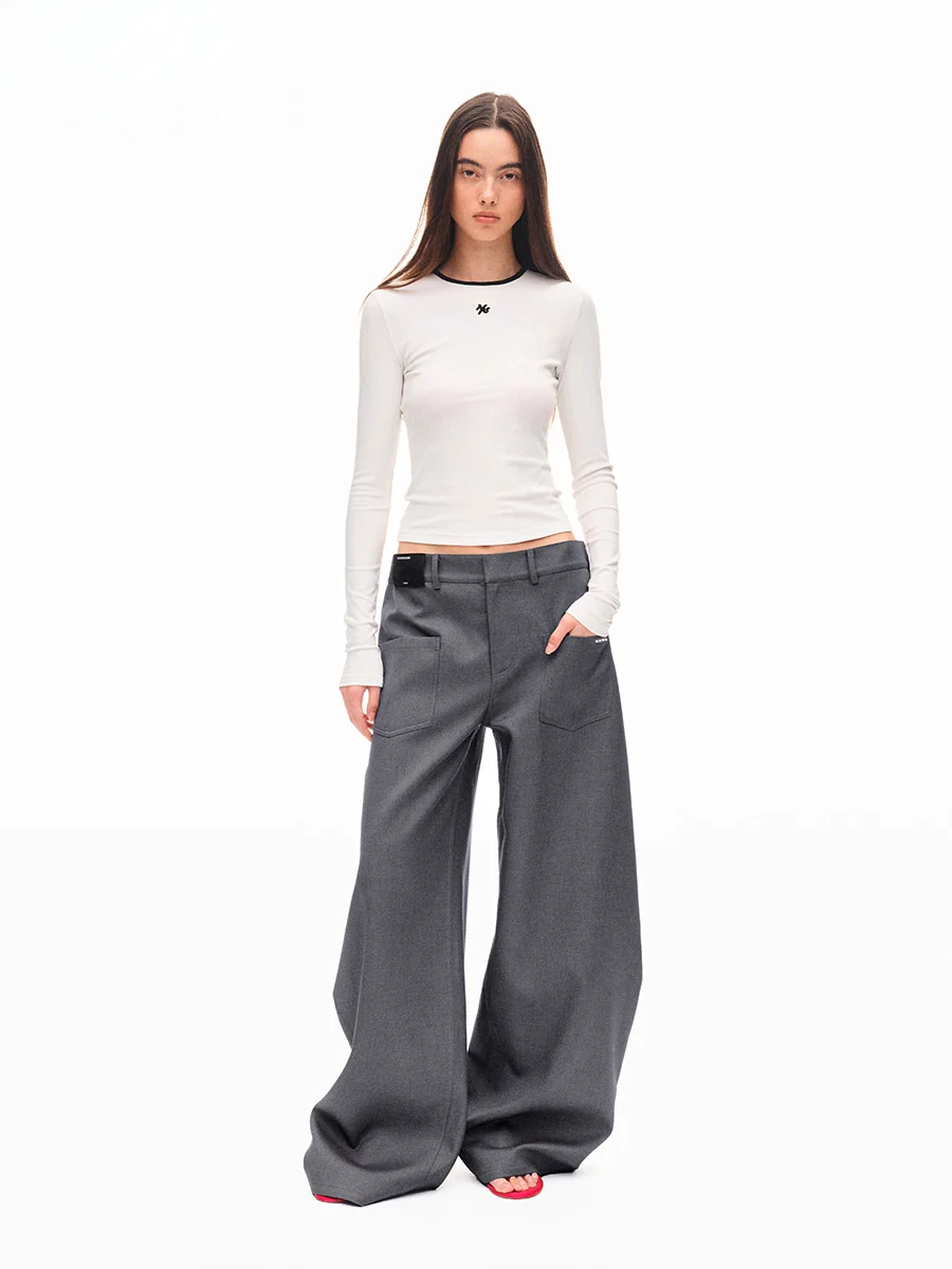 Fold-structured Loose Wide-leg Casual Pants