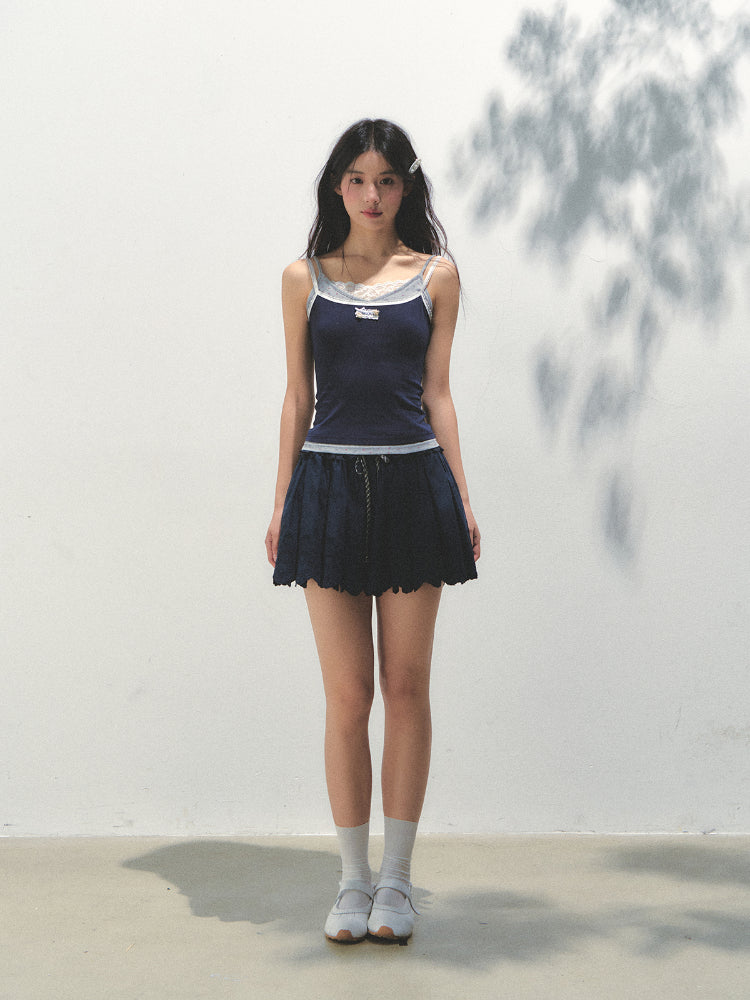 Fake Three-piece Lace Shell Logo Camisole T-shirt