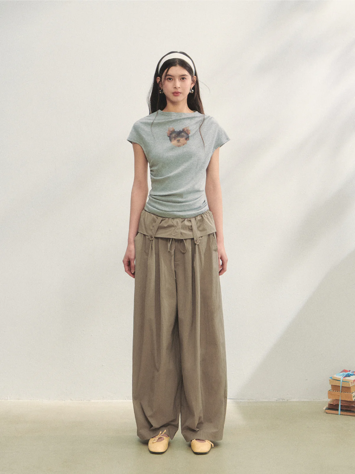 Ruffled Waist Casual Pants