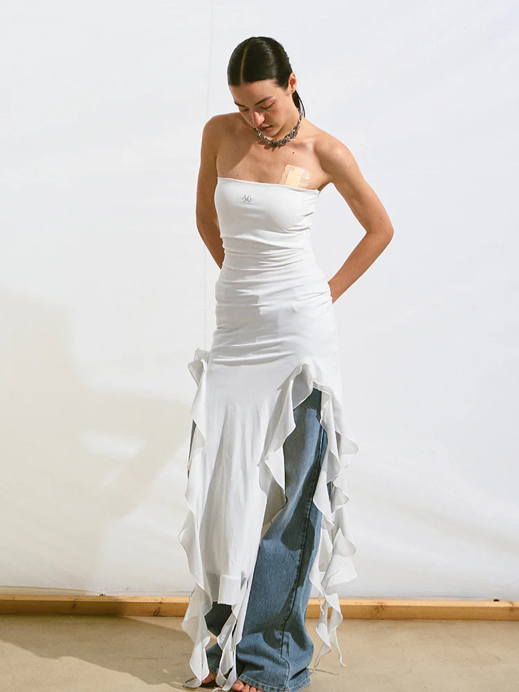 Asymmetrical Ruffle Bandeau Dress