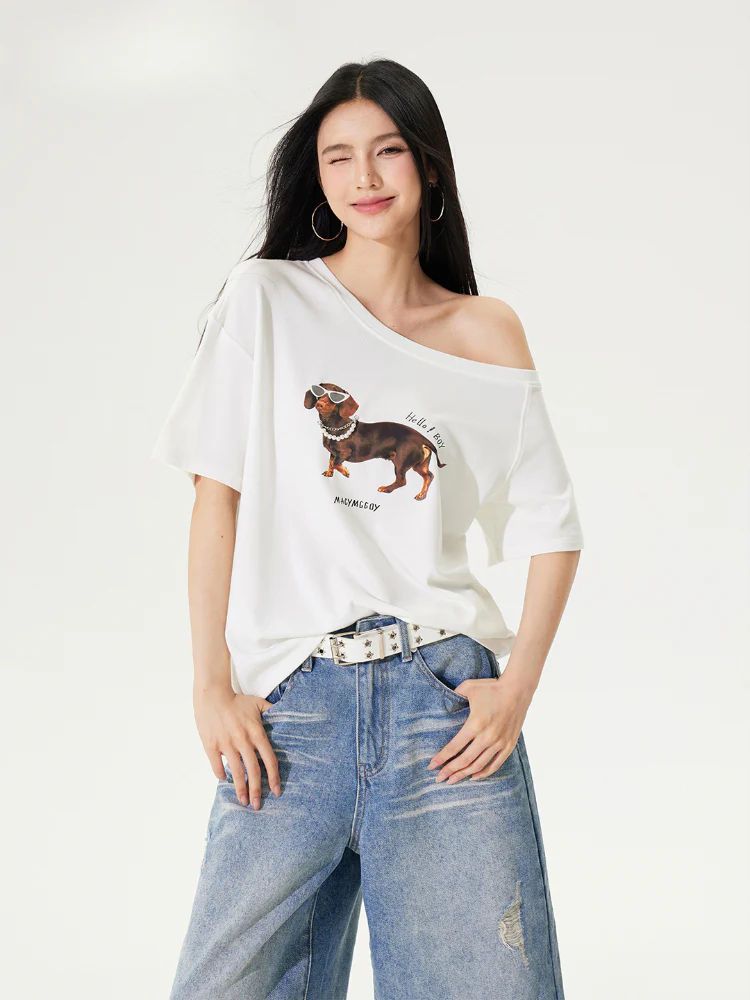 Dachshund Puppy Regular & Slant Shoulder T - shirt
