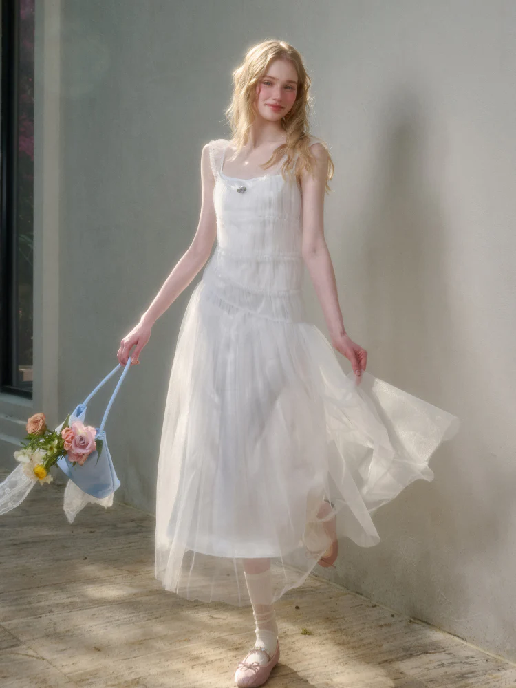 100% Soft Fluffy Tulle Long Dress