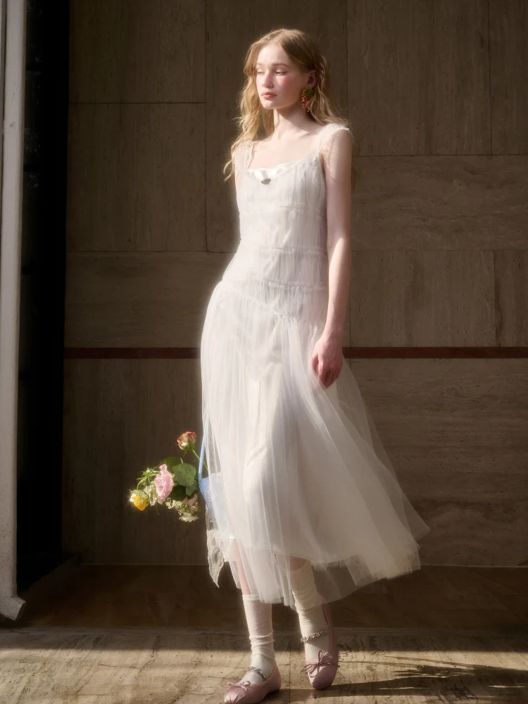 100% Soft Fluffy Tulle Long Dress