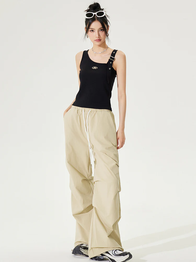 Lace Paneled Pleated Wide-leg Pants