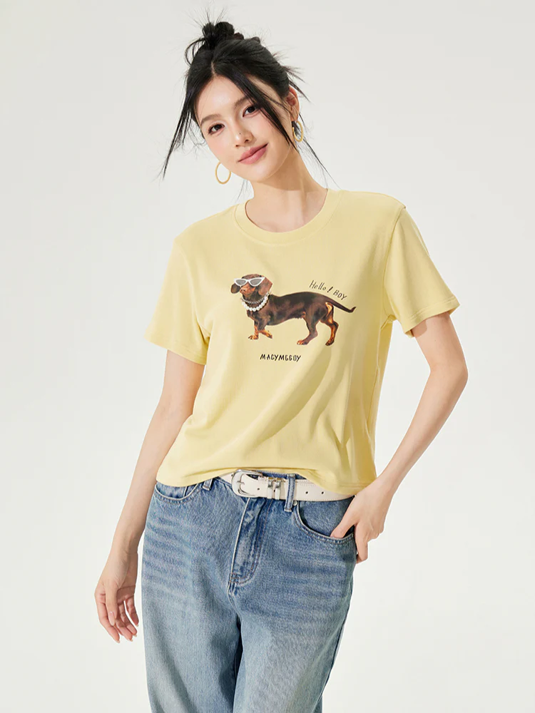 Dachshund Puppy Regular & Slant Shoulder T - shirt