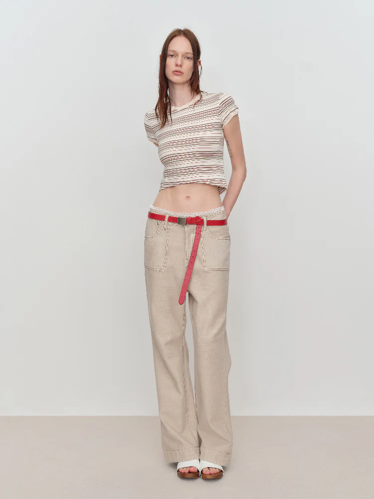 Flared Pants with Back Pocket Logo Embroidery