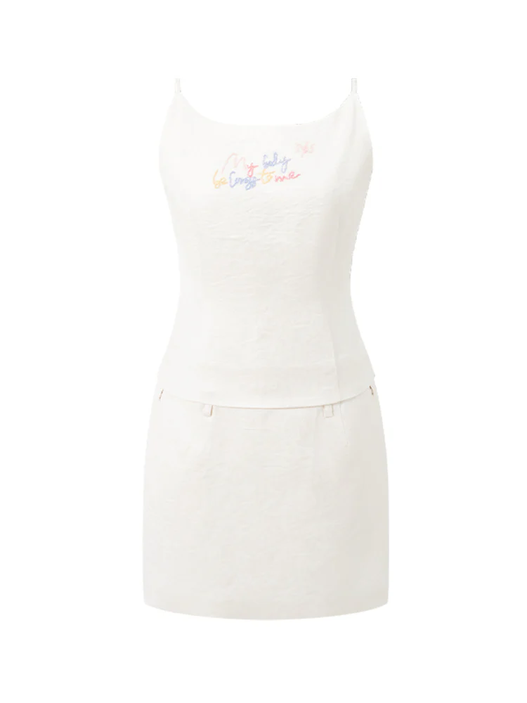 Fake Two-Piece Beaded Embroidery Cami Dress