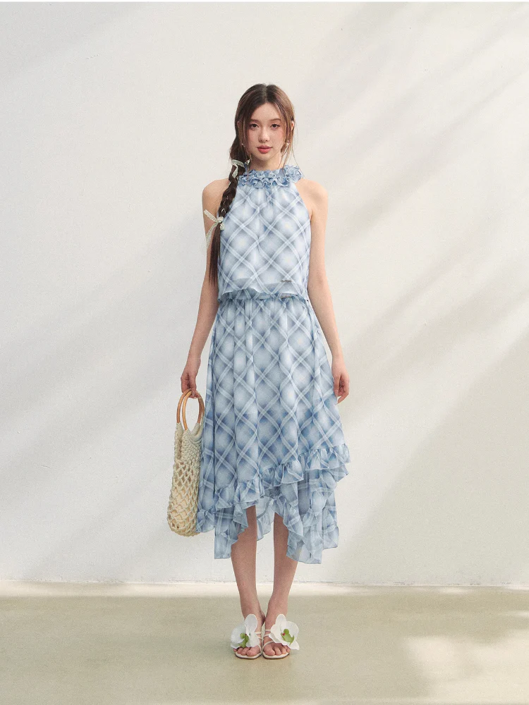 Ruched Ruffle Halter Top