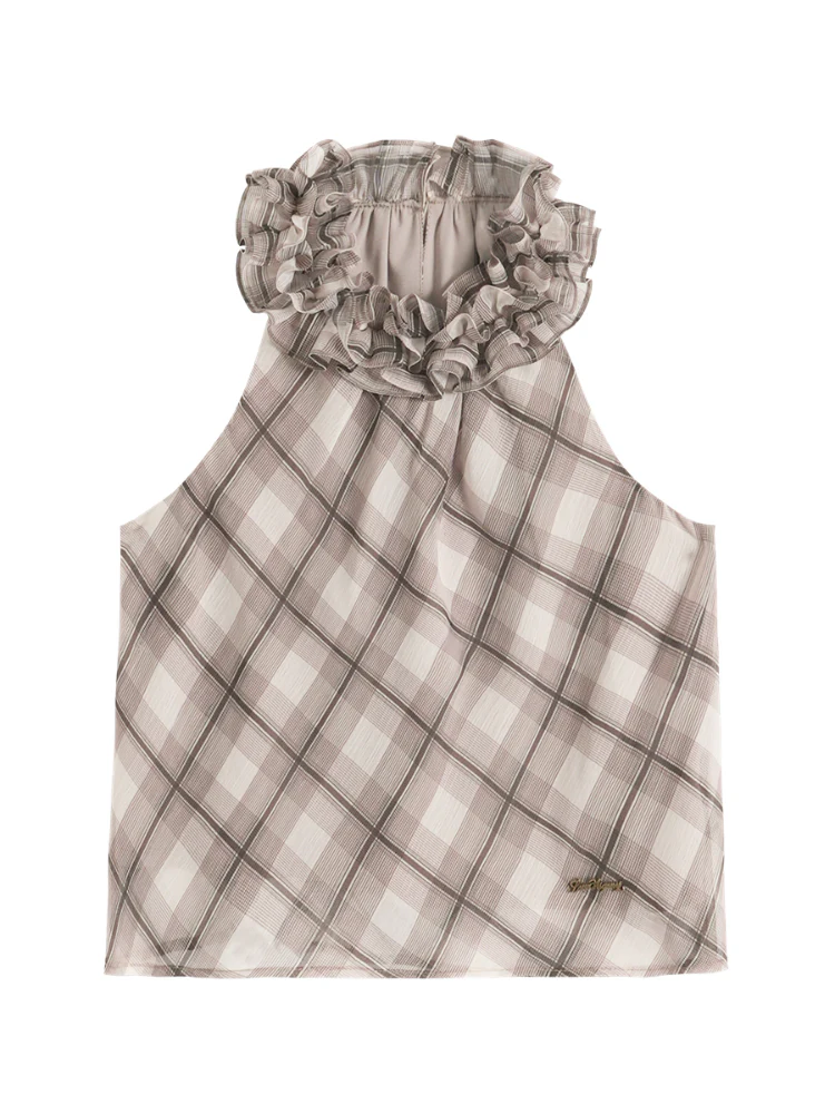 Ruched Ruffle Halter Top