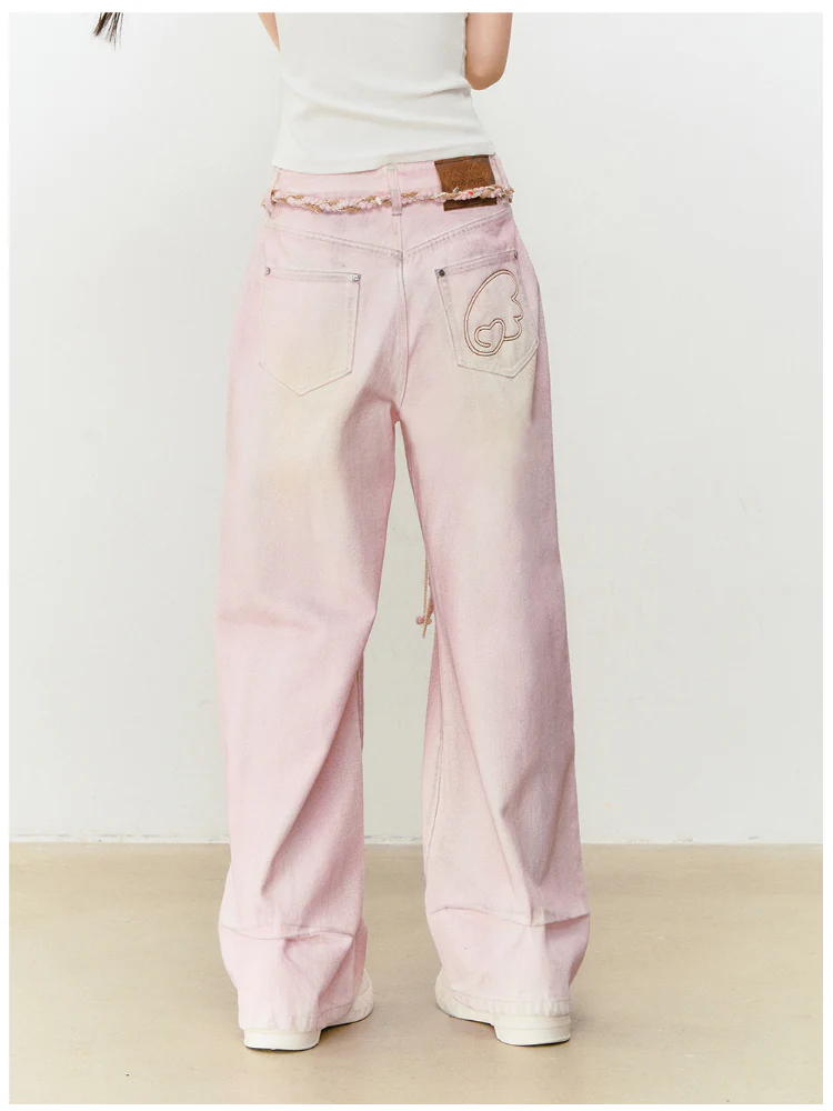 Pink Washed Distressed Jeans