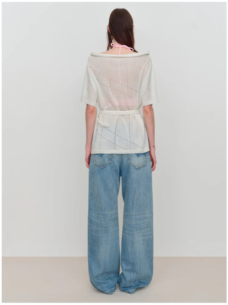 Light Blue Ripped Low-Rise Jeans