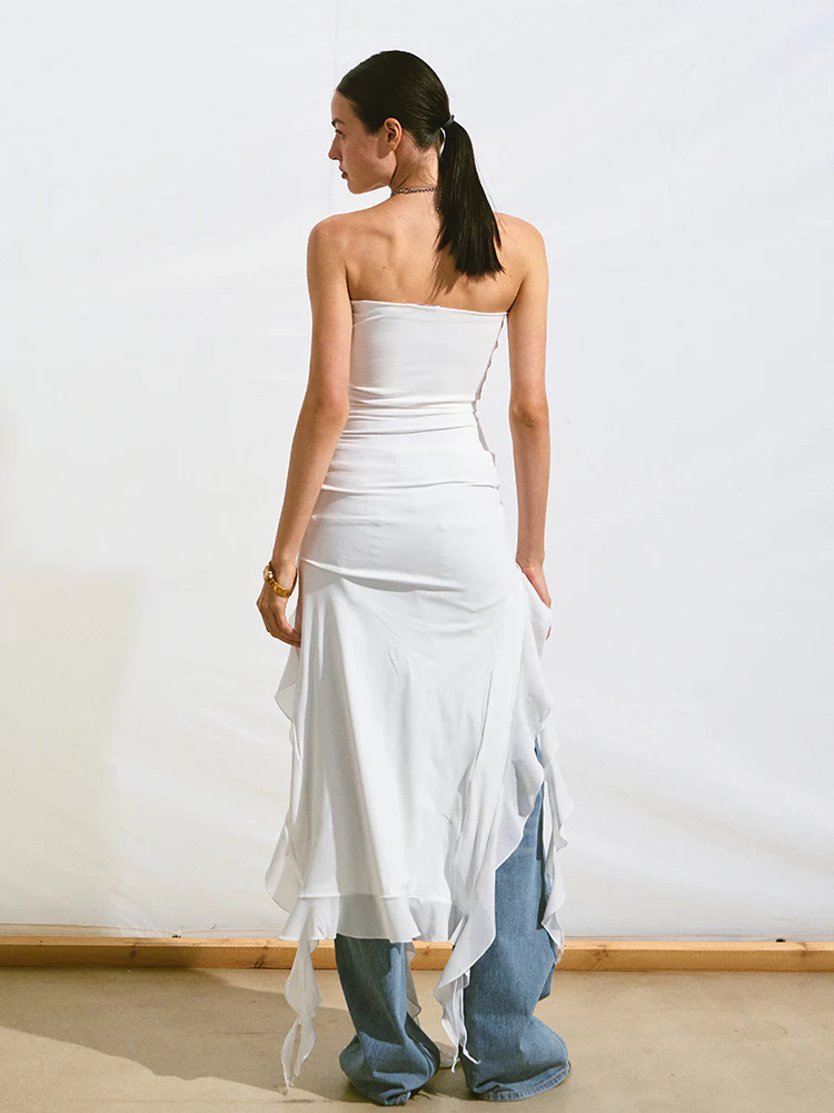 Asymmetrical Ruffle Bandeau Dress