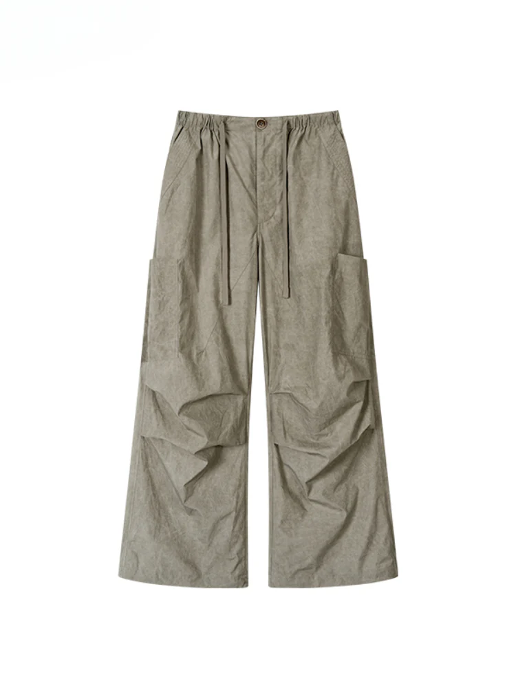 Gray 3D Pockets Wide-leg Pants