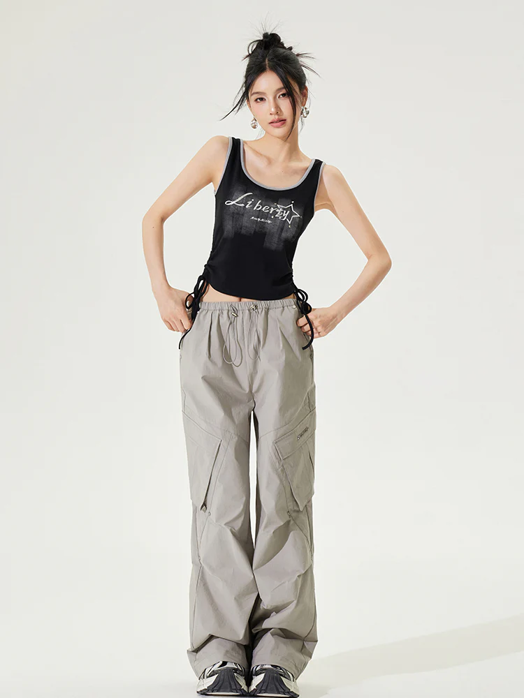 Pleated Low-rise Cargo Pants
