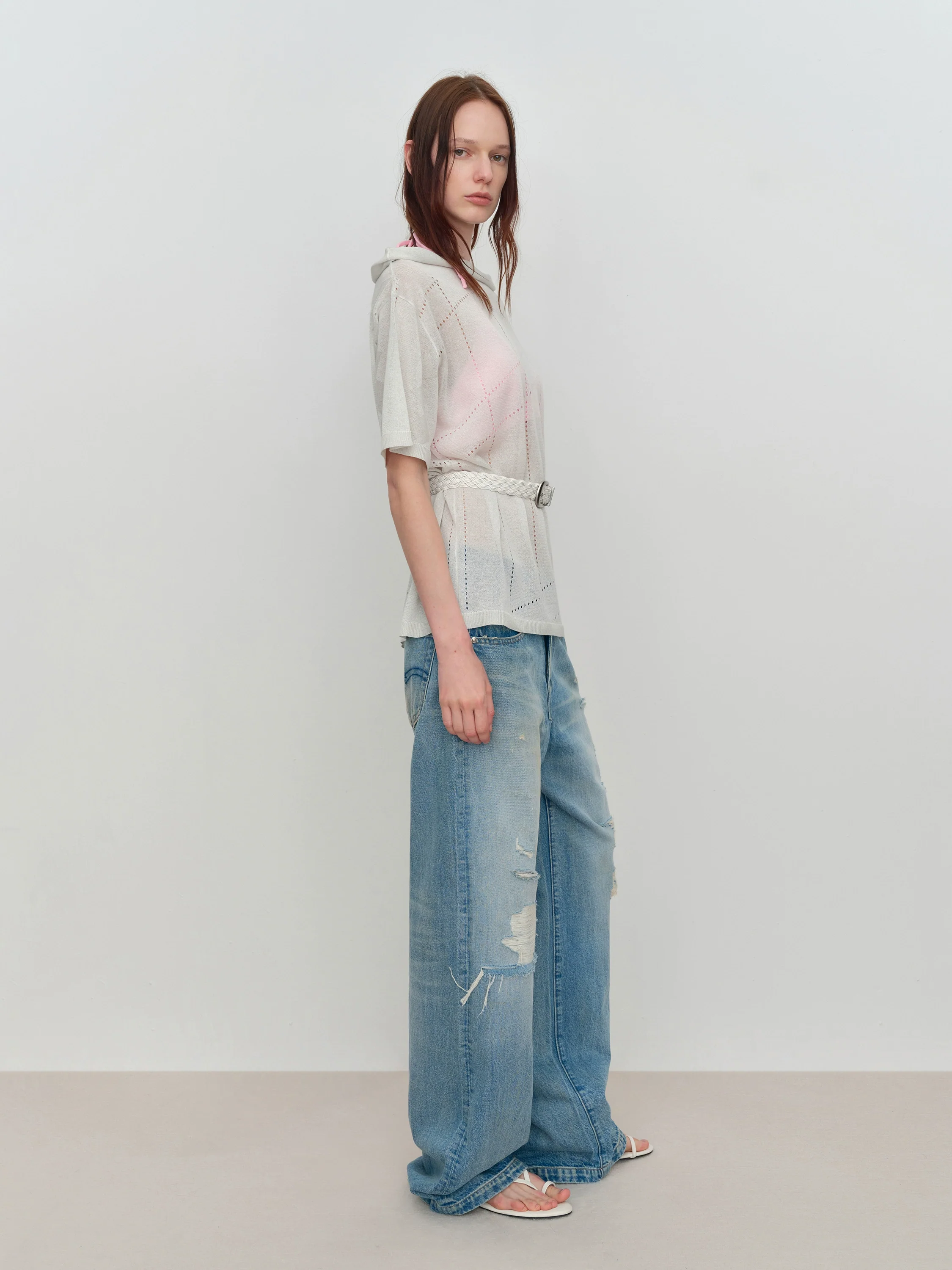 Light Blue Ripped Low-Rise Jeans