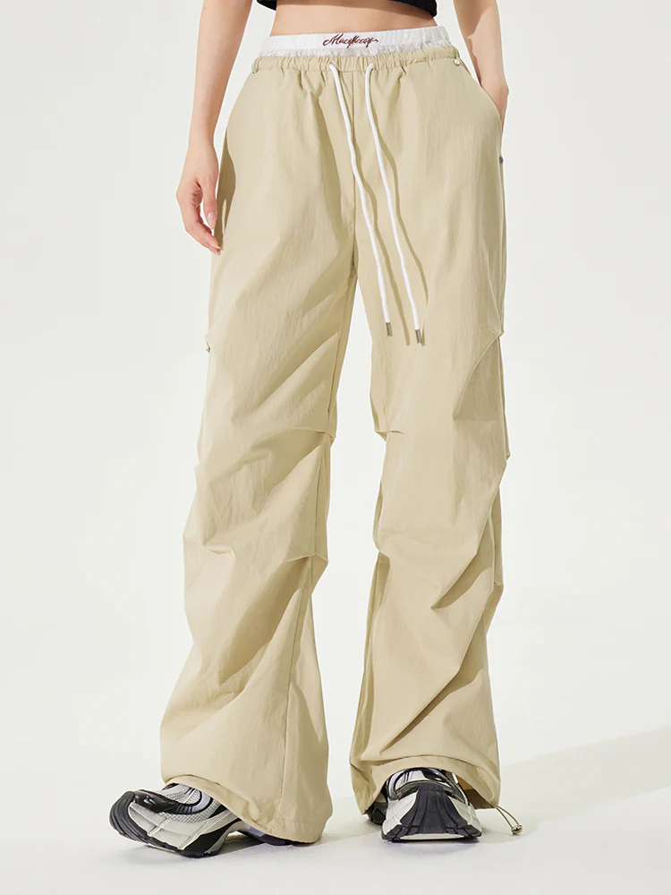 Lace Paneled Pleated Wide-leg Pants