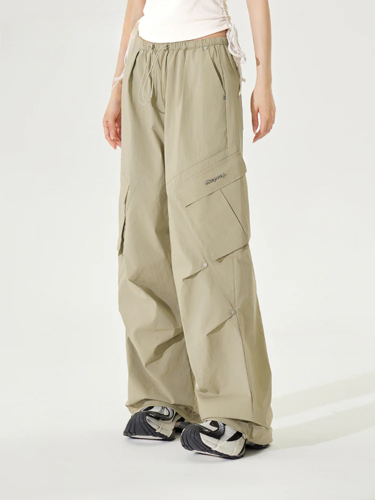 Pleated Low-rise Cargo Pants