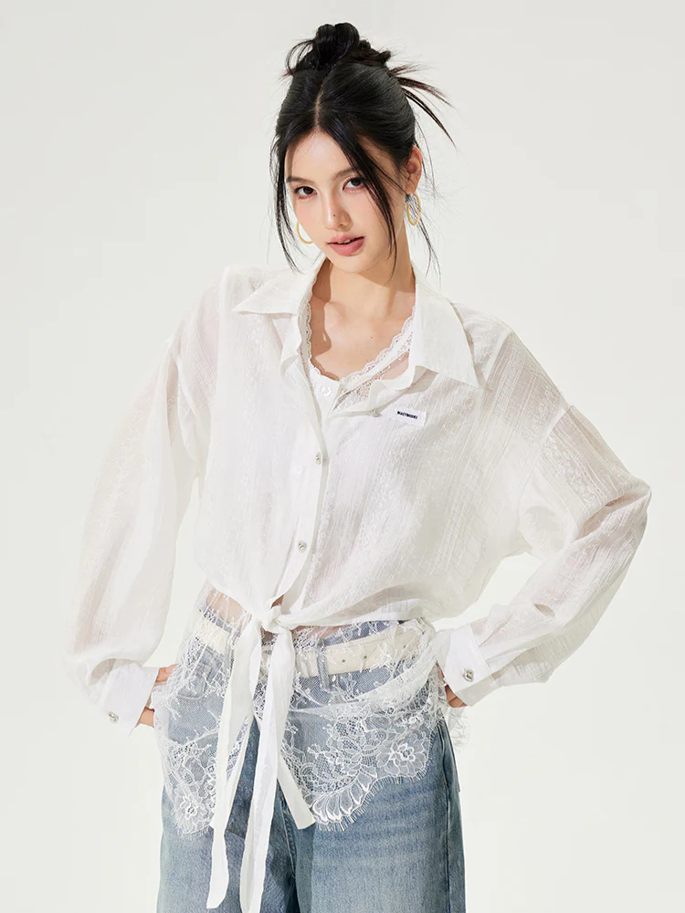 Lace Sunscreen Shirt Set