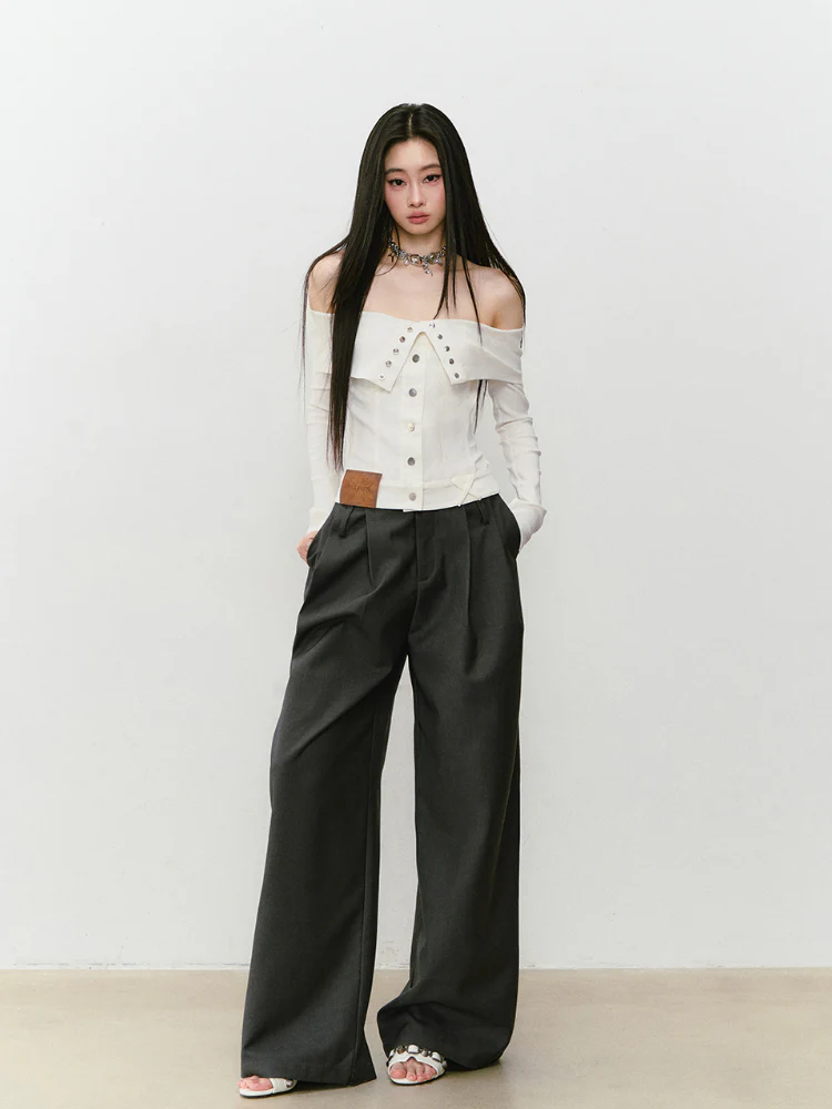 Waist-relaxed Wide-leg Suit Pants