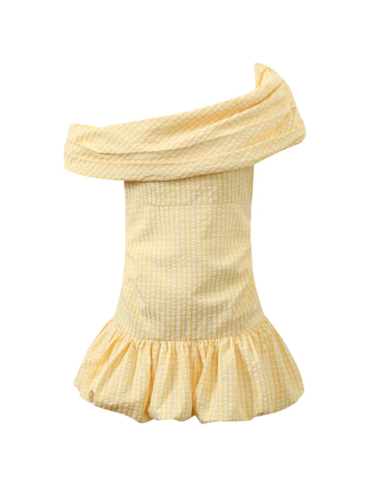 Yellow Plaid Smocked Dress