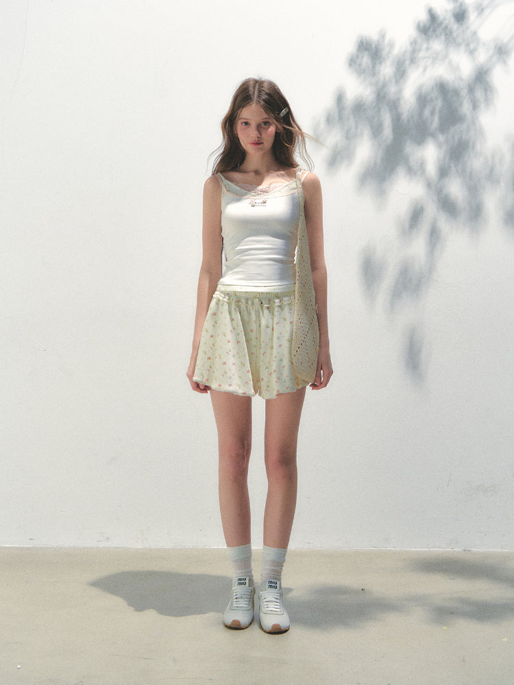 Fake Three-piece Lace Shell Logo Camisole T-shirt