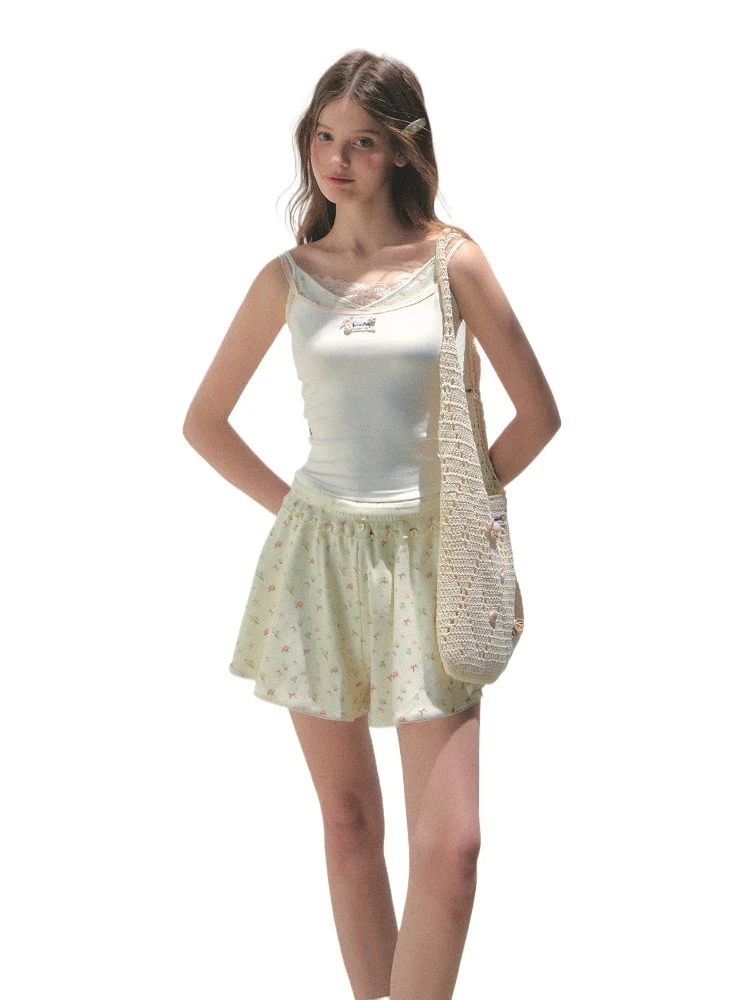 Fake Three-piece Lace Shell Logo Camisole T-shirt