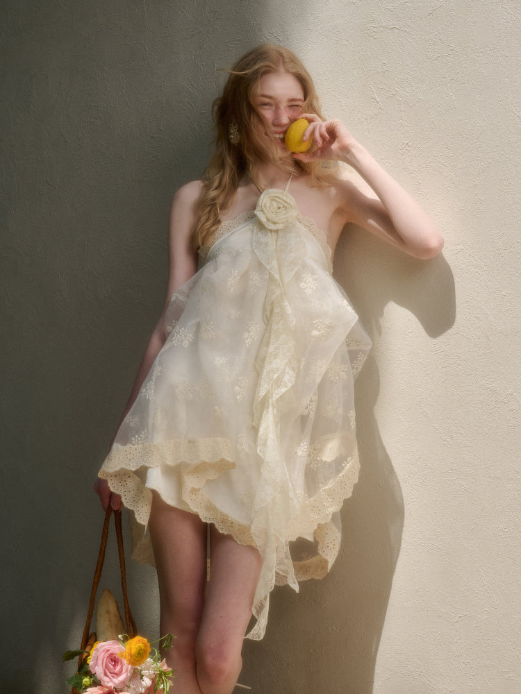 Cloud Fluffy Embroidered Lace Dress