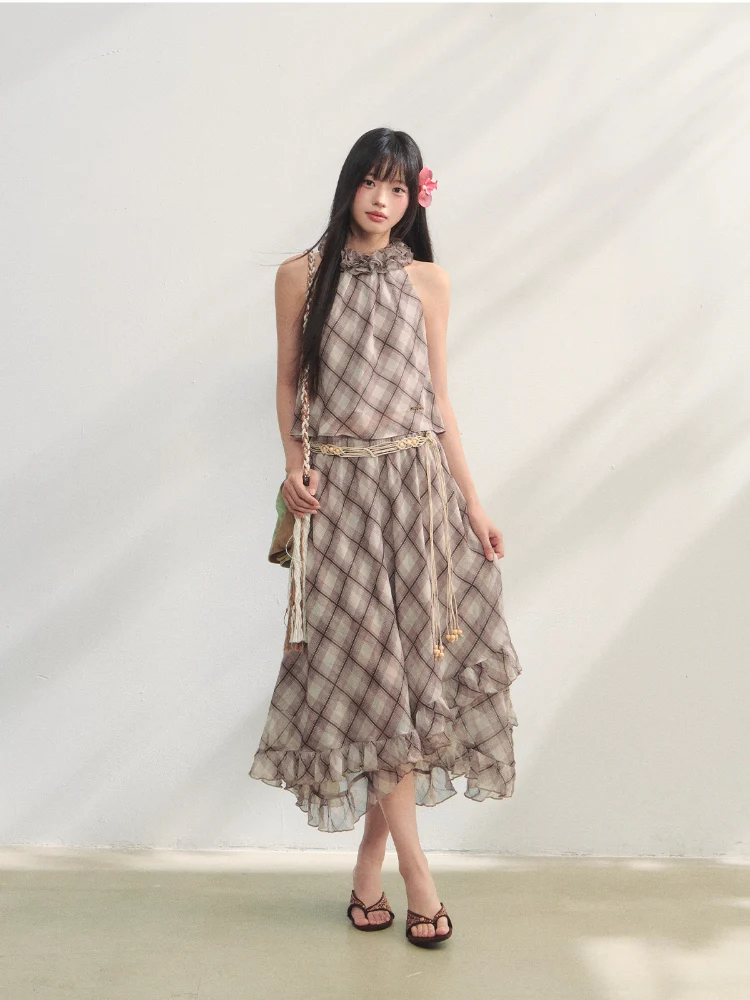 Ruched Ruffle Halter Top