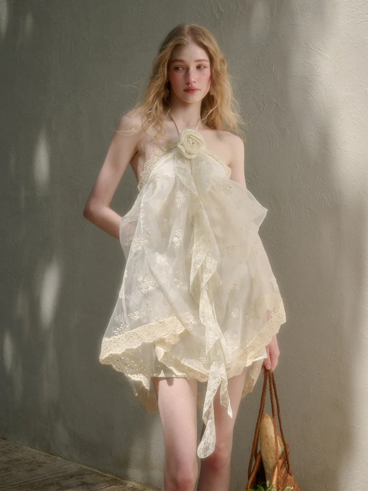 Cloud Fluffy Embroidered Lace Dress