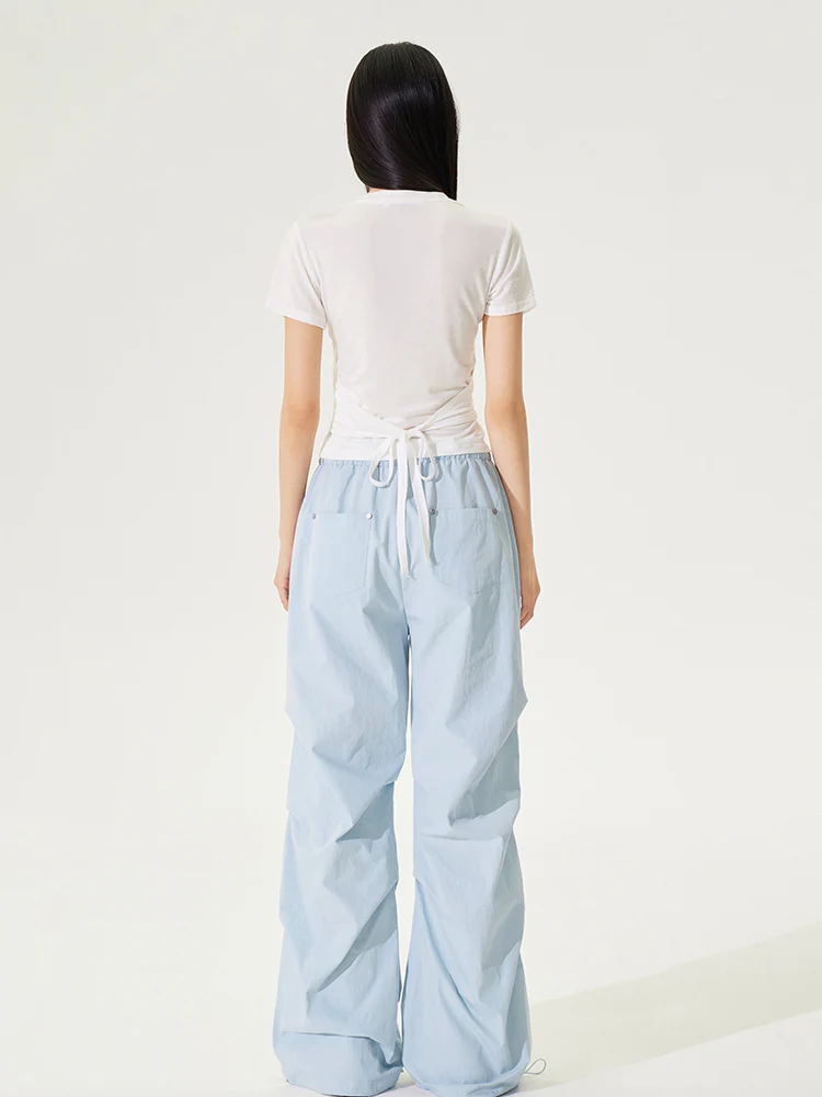 Lace Paneled Pleated Wide-leg Pants