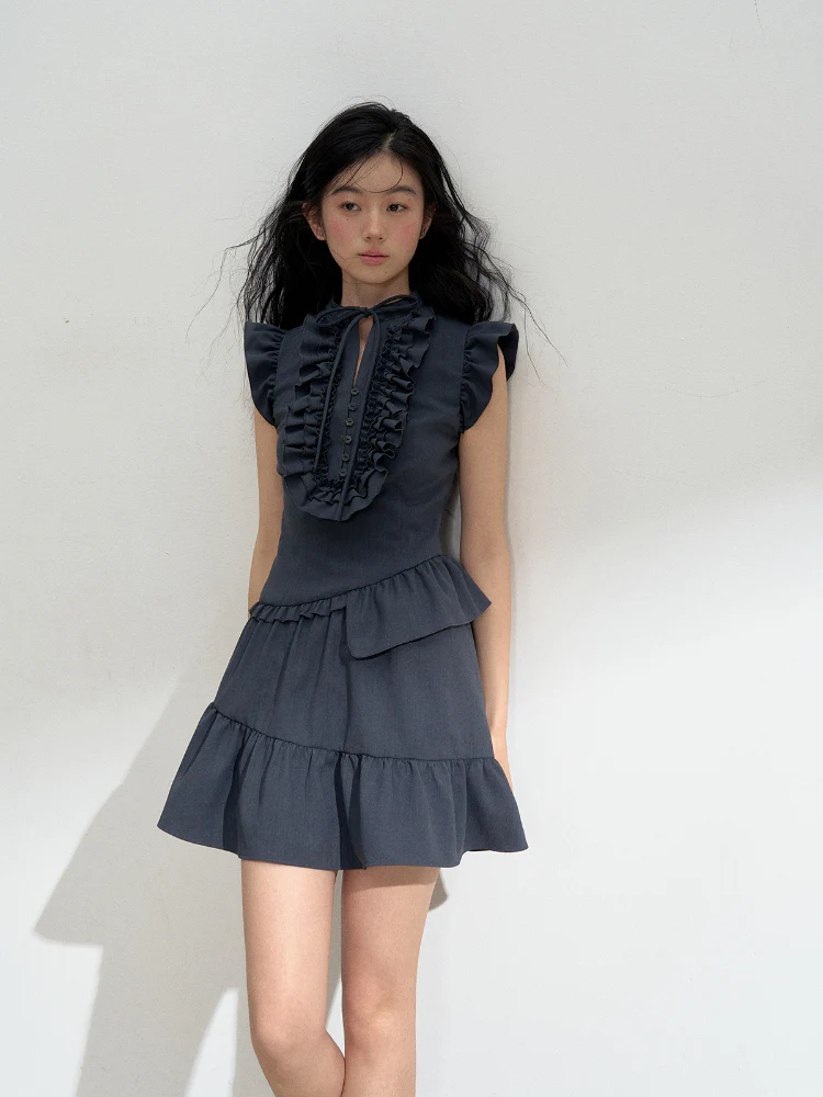 Cap Sleeve Irregular Dress