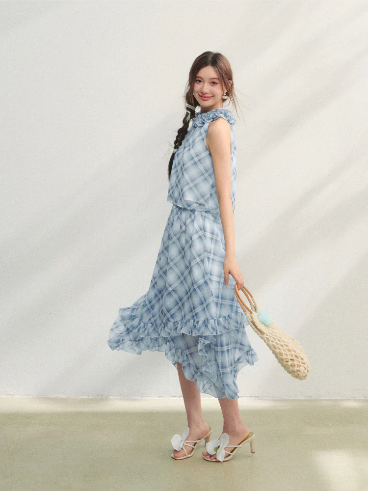 Ruched Ruffle Halter Top