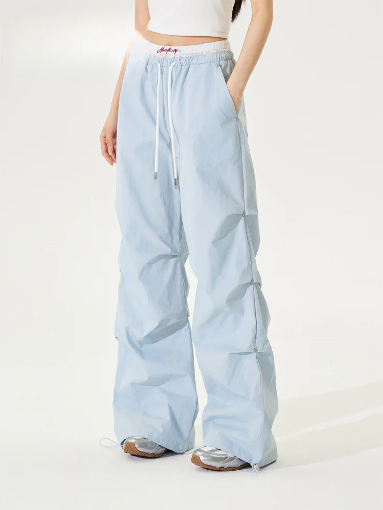 Lace Paneled Pleated Wide-leg Pants