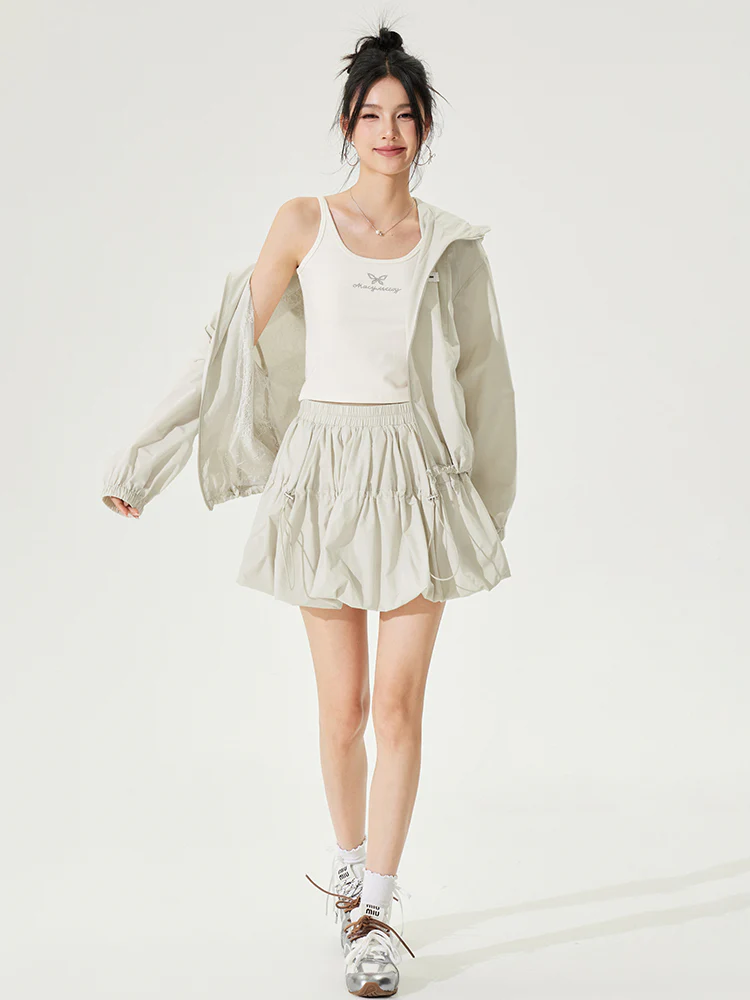 Hooded Lace - Lined Sunscreen Top Set